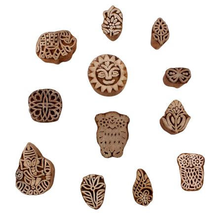 Set of 12 Piece New Mix Wooden Printing Blocks